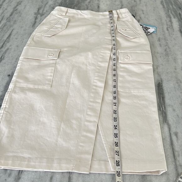 Future Collective Reese Blutstein Skirt NWT 0 Ivory Cargo Wrap Asymmetrical Midi - Picture 11 of 11